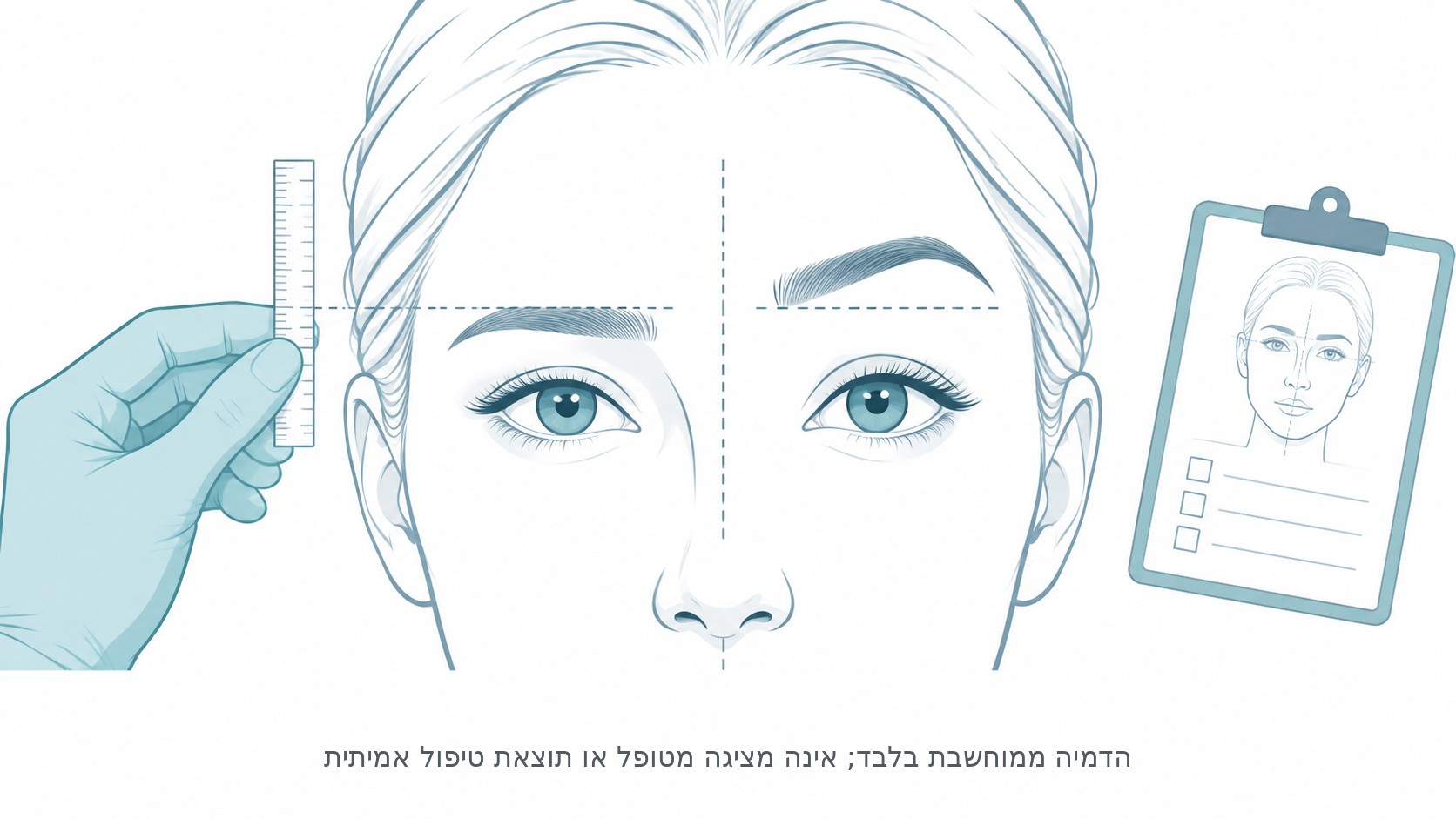 גבה אחת גבוהה אחרי בוטוקס, איור מושגי בלבד