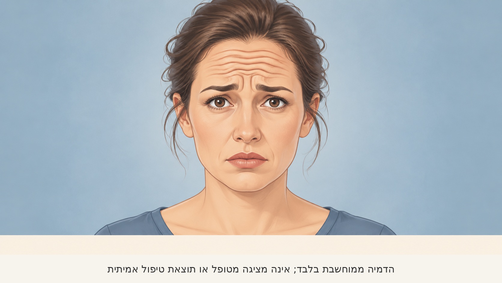 הבוטוקס לא עבד - איור פנים עם קמטי מצח, הדמיה ממוחשבת בלבד