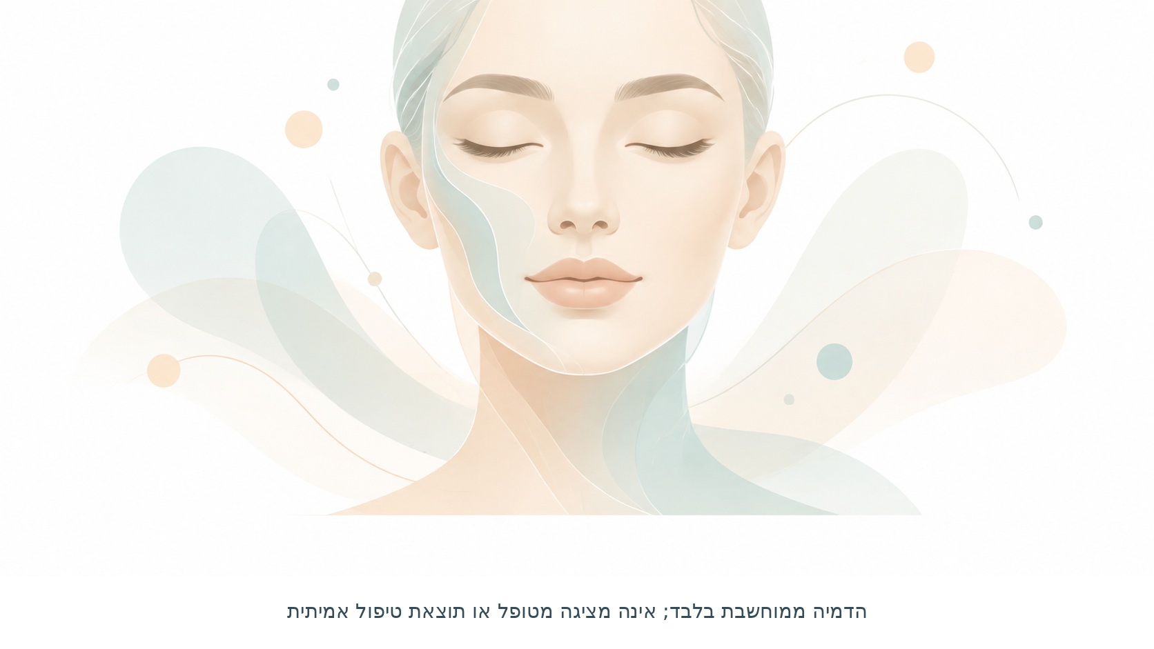 איור קונספטואלי של פנים לשיפור איכות העור, הדמיה ממוחשבת בלבד