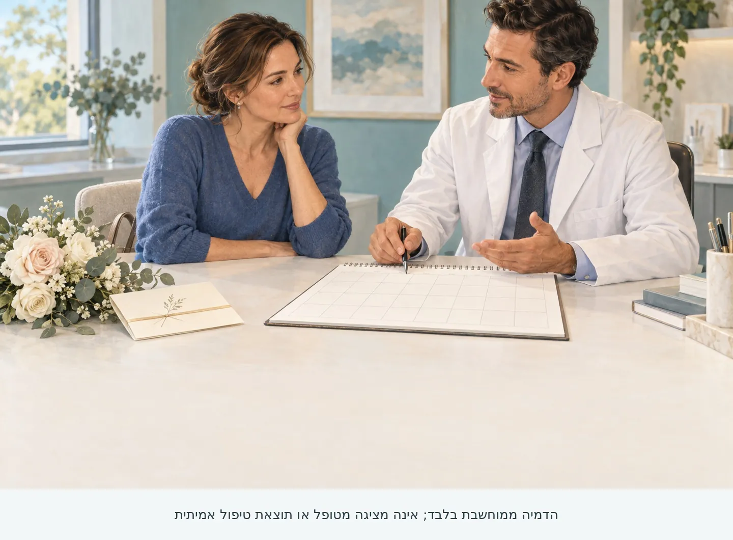 בוטוקס לפני חתונה, איור תכנון מועד טיפול להמחשה בלבד
